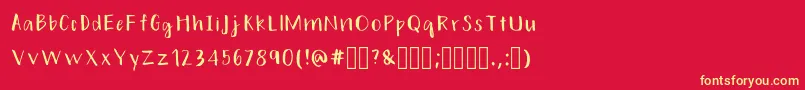 HandsonRegular Font – Yellow Fonts on Red Background