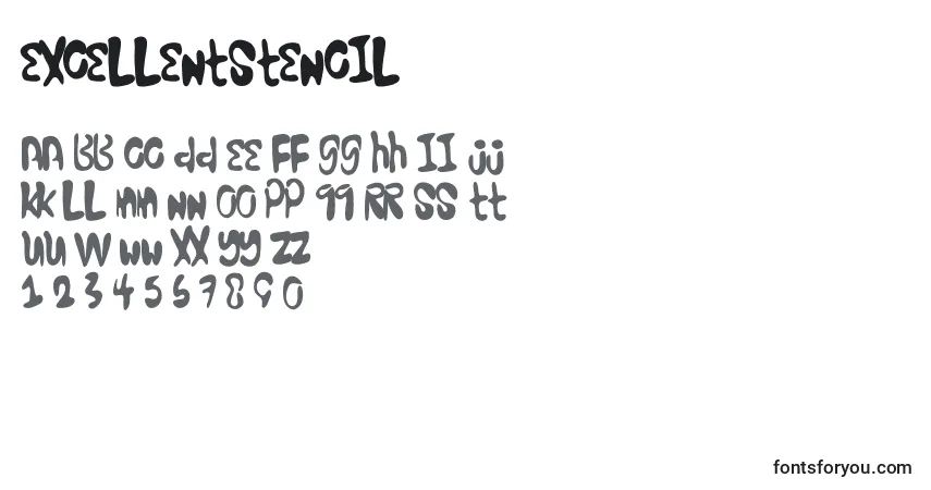 Шрифт Excellentstencil – алфавит, цифры, специальные символы