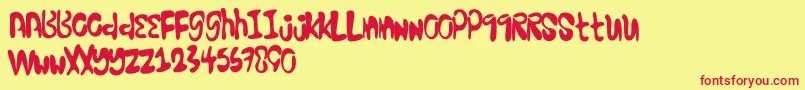 フォントExcellentstencil – 赤い文字の黄色い背景