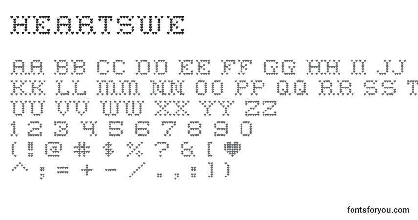 Шрифт Heartswe – алфавит, цифры, специальные символы