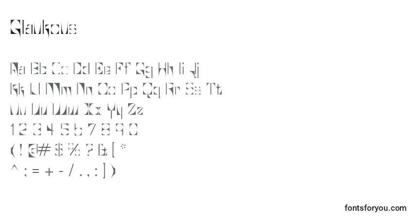 Шрифт Glaukous – алфавит, цифры, специальные символы