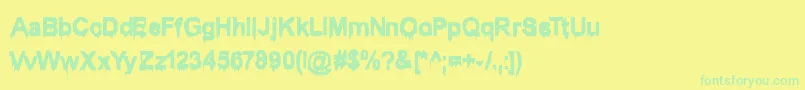 フォントWet1Becker – 黄色い背景に緑の文字