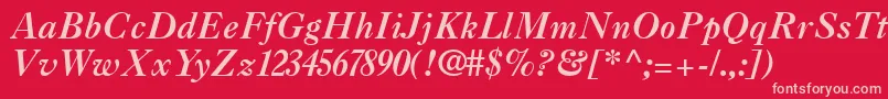 フォントCaslon3Italic – 赤い背景にピンクのフォント