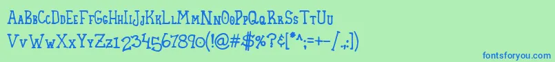 HomespunSmallCaps-Schriftart – Blaue Schriften auf grünem Hintergrund