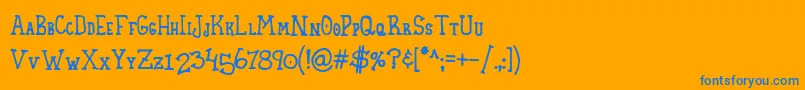 HomespunSmallCaps Font – Blue Fonts on Orange Background