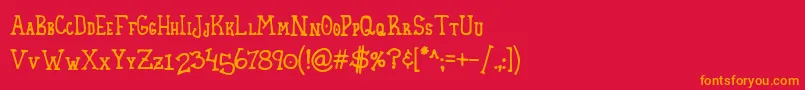 Fonte HomespunSmallCaps – fontes laranjas em um fundo vermelho