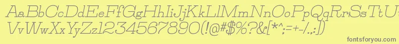JillsvilleBolditalic-fontti – harmaat kirjasimet keltaisella taustalla