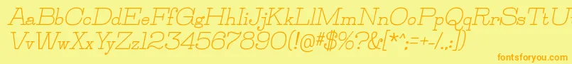 フォントJillsvilleBolditalic – オレンジの文字が黄色の背景にあります。
