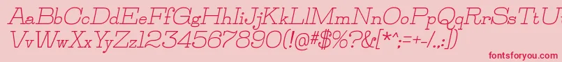 Fonte JillsvilleBolditalic – fontes vermelhas em um fundo rosa