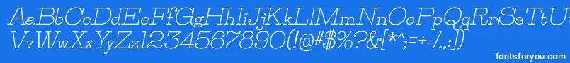 Czcionka JillsvilleBolditalic – białe czcionki na niebieskim tle