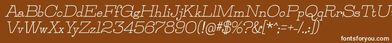 JillsvilleBolditalic-Schriftart – Weiße Schriften auf braunem Hintergrund