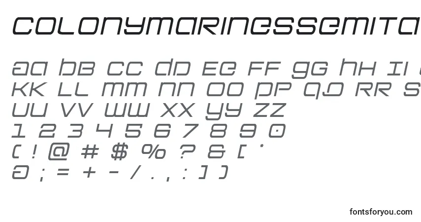 Colonymarinessemitalフォント–アルファベット、数字、特殊文字