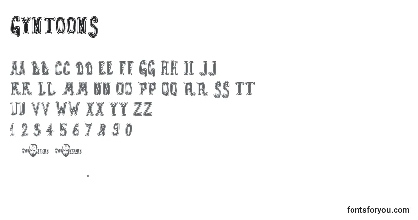 Schriftart GynToons – Alphabet, Zahlen, spezielle Symbole