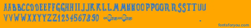 GynToons Font – Blue Fonts on Orange Background