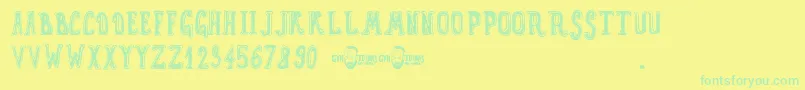 GynToons Font – Green Fonts on Yellow Background