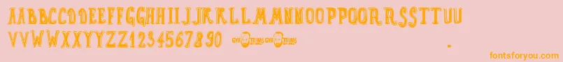 GynToons-Schriftart – Orangefarbene Schriften auf rosa Hintergrund