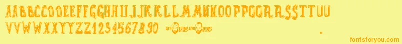 GynToons Font – Orange Fonts on Yellow Background