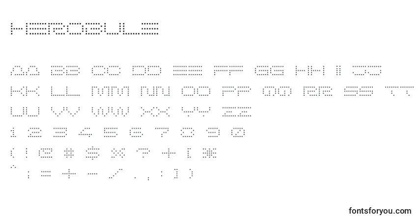 Schriftart Herobule – Alphabet, Zahlen, spezielle Symbole