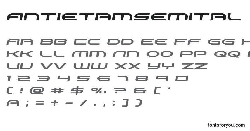 Antietamsemital-fontti – aakkoset, numerot, erikoismerkit