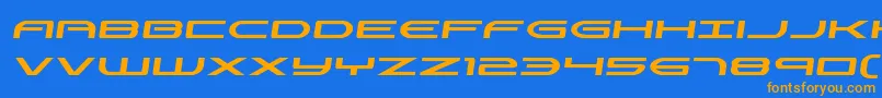 フォントAntietamsemital – オレンジ色の文字が青い背景にあります。