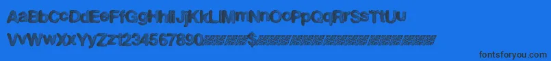 Superfreak-Schriftart – Schwarze Schriften auf blauem Hintergrund