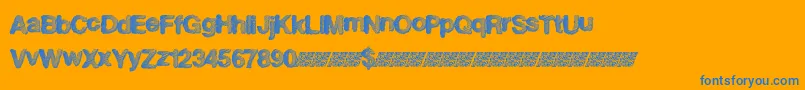 Superfreak-Schriftart – Blaue Schriften auf orangefarbenem Hintergrund