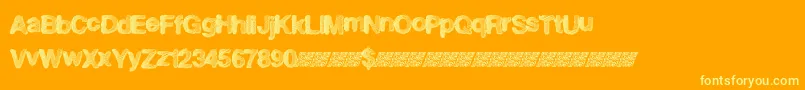 Superfreak-Schriftart – Gelbe Schriften auf orangefarbenem Hintergrund