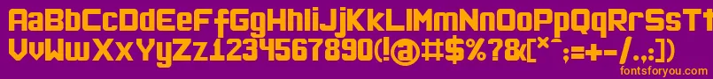 OkulaHayirSoft-Schriftart – Orangefarbene Schriften auf violettem Hintergrund