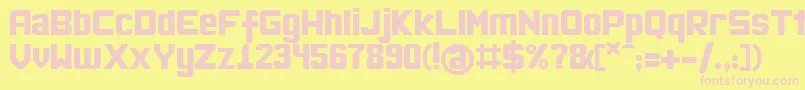 OkulaHayirSoft-fontti – vaaleanpunaiset fontit keltaisella taustalla