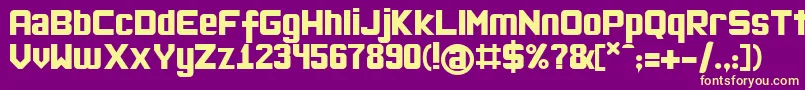 OkulaHayirSoft-fontti – keltaiset fontit violetilla taustalla
