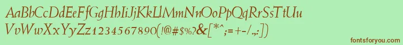 フォントYardstickItalic – 緑の背景に茶色のフォント