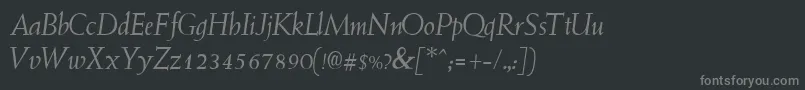 フォントYardstickItalic – 黒い背景に灰色の文字