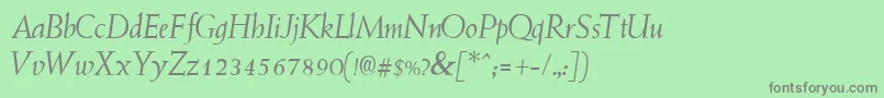 フォントYardstickItalic – 緑の背景に灰色の文字