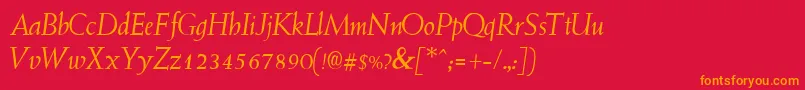 YardstickItalic Font – Orange Fonts on Red Background