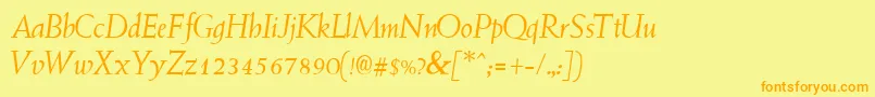 Fonte YardstickItalic – fontes laranjas em um fundo amarelo