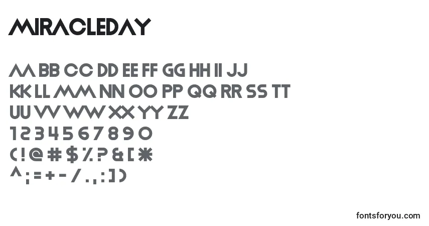 Czcionka MiracleDay – alfabet, cyfry, specjalne znaki