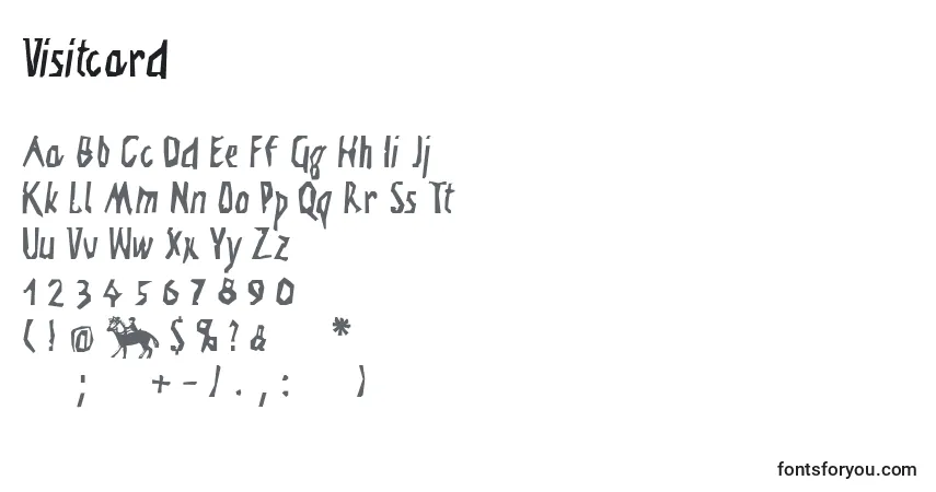 Czcionka Visitcard – alfabet, cyfry, specjalne znaki