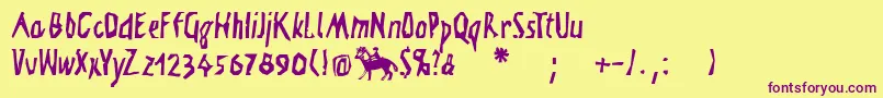 Fonte Visitcard – fontes roxas em um fundo amarelo