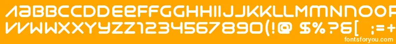 Więcej informacji o czcionce Syntha Czcionka Syntha – białe czcionki na pomarańczowym tle