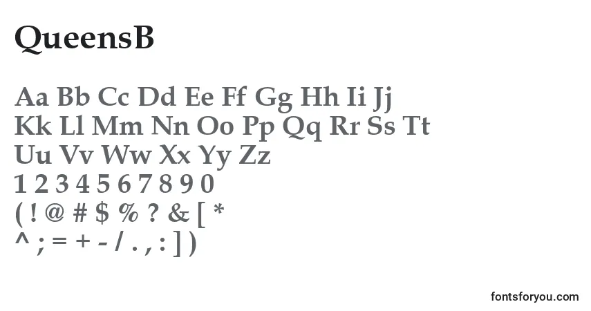 QueensBフォント–アルファベット、数字、特殊文字