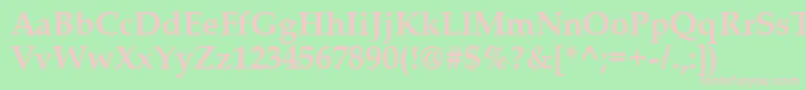 QueensB-fontti – vaaleanpunaiset fontit vihreällä taustalla
