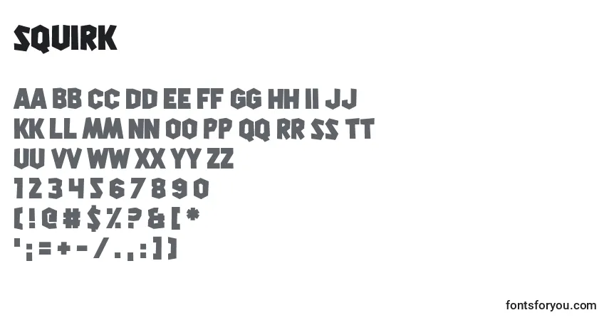 A fonte Squirk – alfabeto, números, caracteres especiais