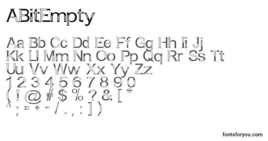 Schriftart ABitEmpty – Alphabet, Zahlen, spezielle Symbole