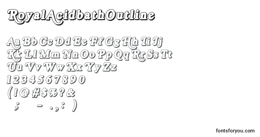 Czcionka RoyalAcidbathOutline – alfabet, cyfry, specjalne znaki