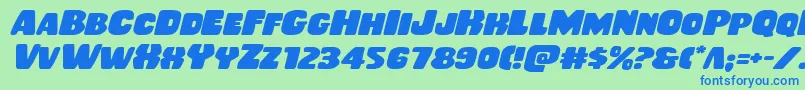 Rubberboyexpandital Font – Blue Fonts on Green Background