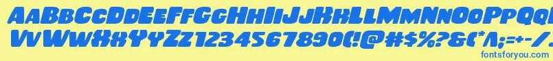 Rubberboyexpandital Font – Blue Fonts on Yellow Background