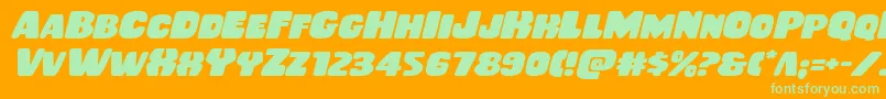 Rubberboyexpandital-Schriftart – Grüne Schriften auf orangefarbenem Hintergrund