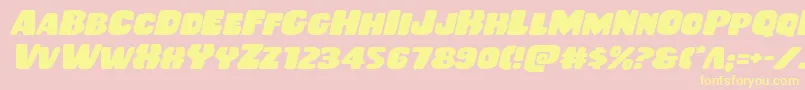 Rubberboyexpandital-Schriftart – Gelbe Schriften auf rosa Hintergrund