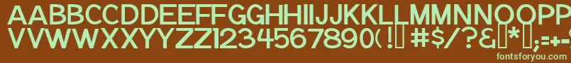 フォントNotation – 緑色の文字が茶色の背景にあります。