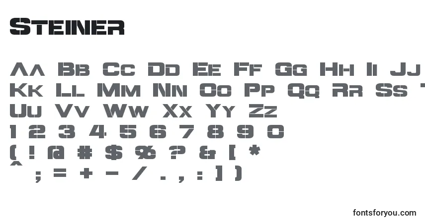 Schriftart Steiner – Alphabet, Zahlen, spezielle Symbole